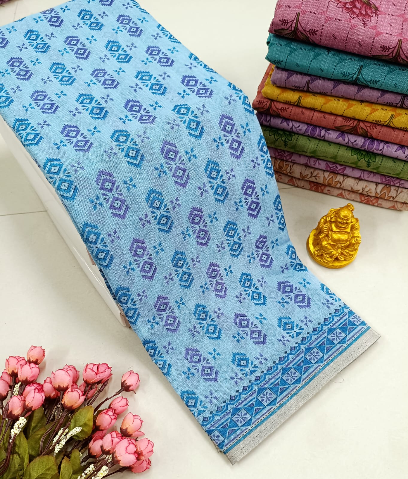 FANCY FLORAL MIXED COTTON SAREE