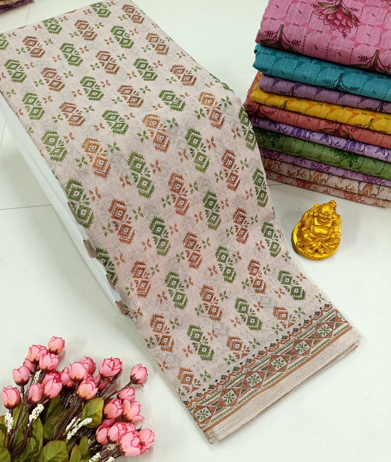 FANCY FLORAL MIXED COTTON SAREE