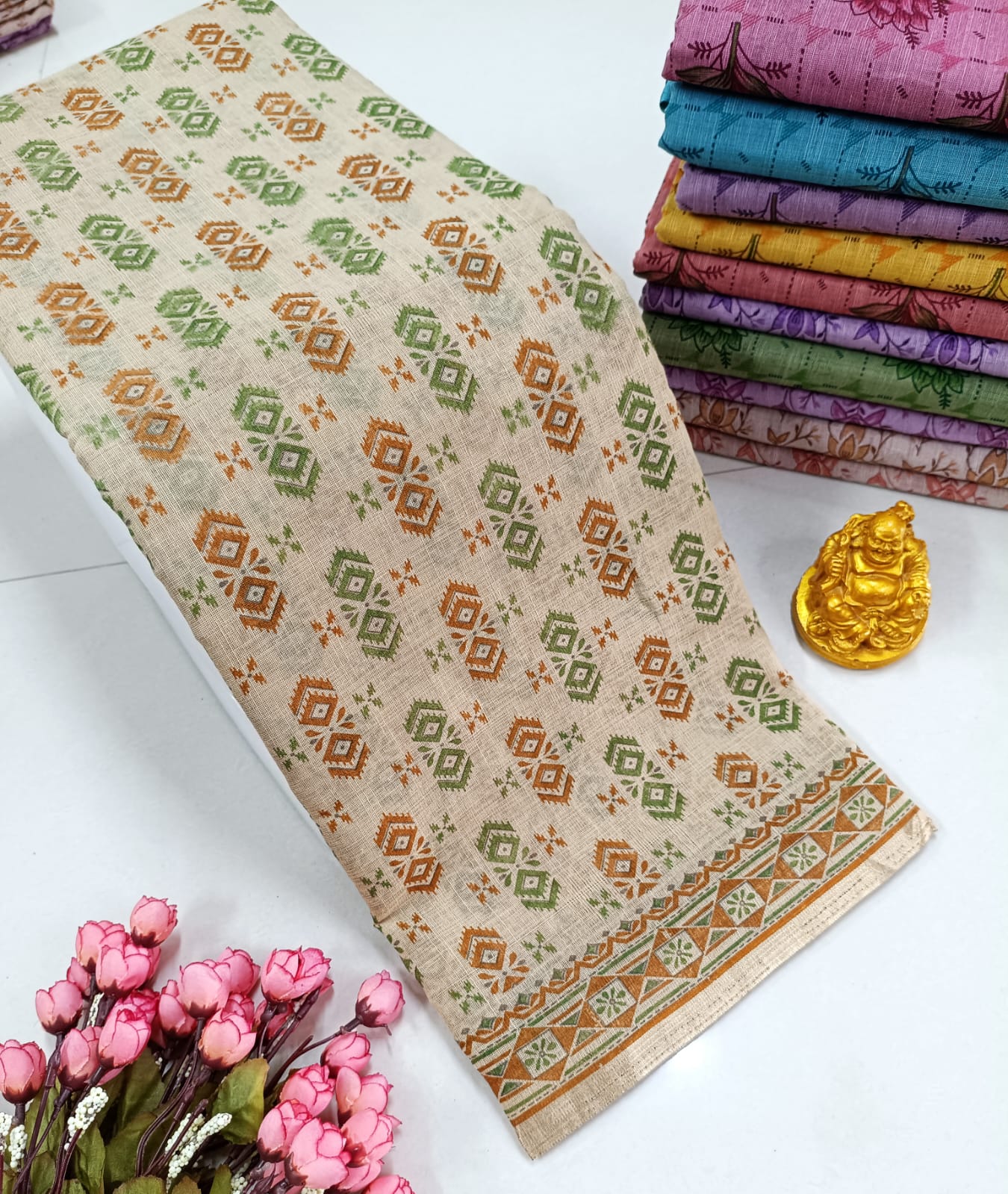 FANCY FLORAL MIXED COTTON SAREE