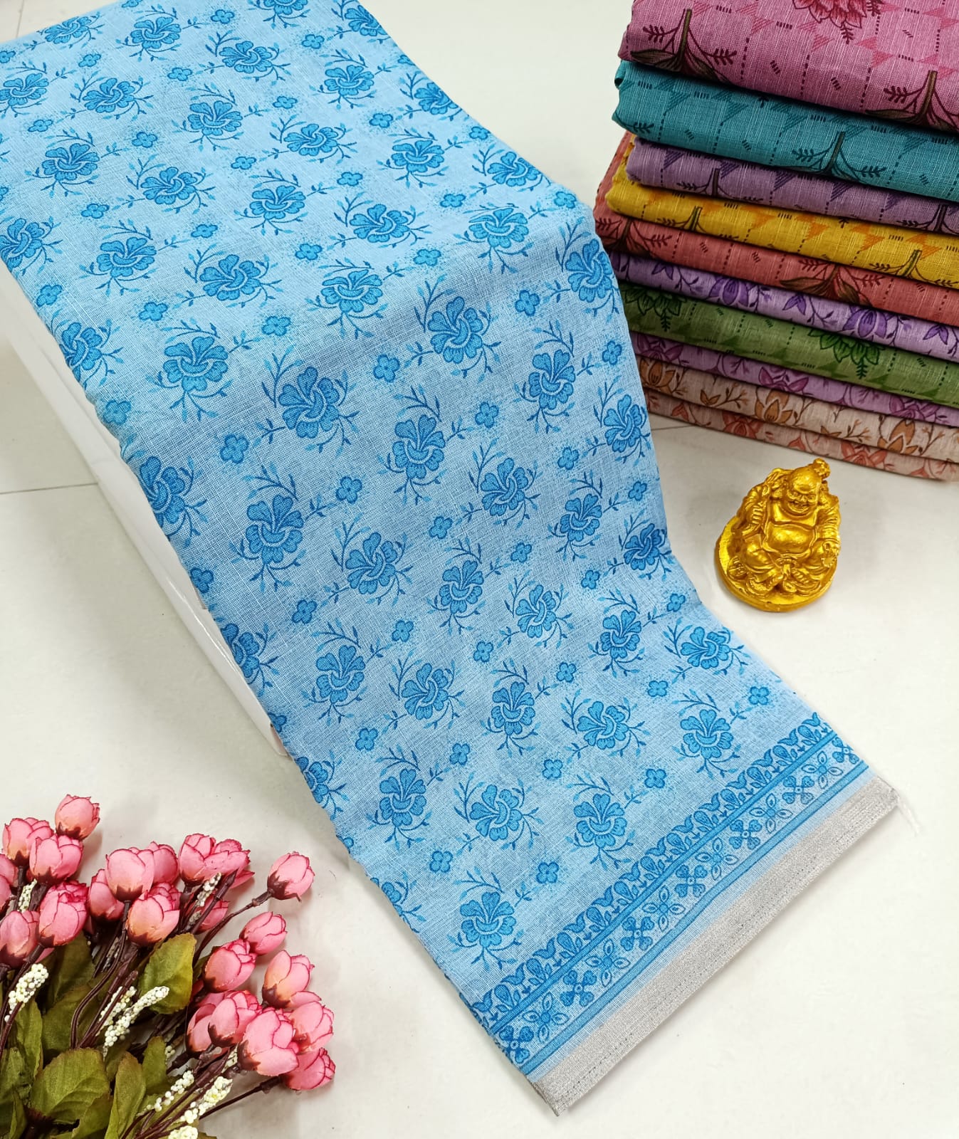 FANCY FLORAL MIXED COTTON SAREE