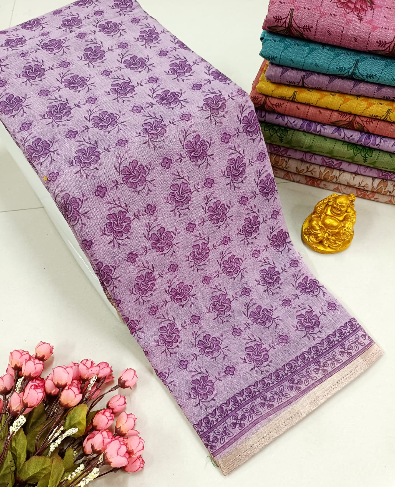 FANCY FLORAL MIXED COTTON SAREE