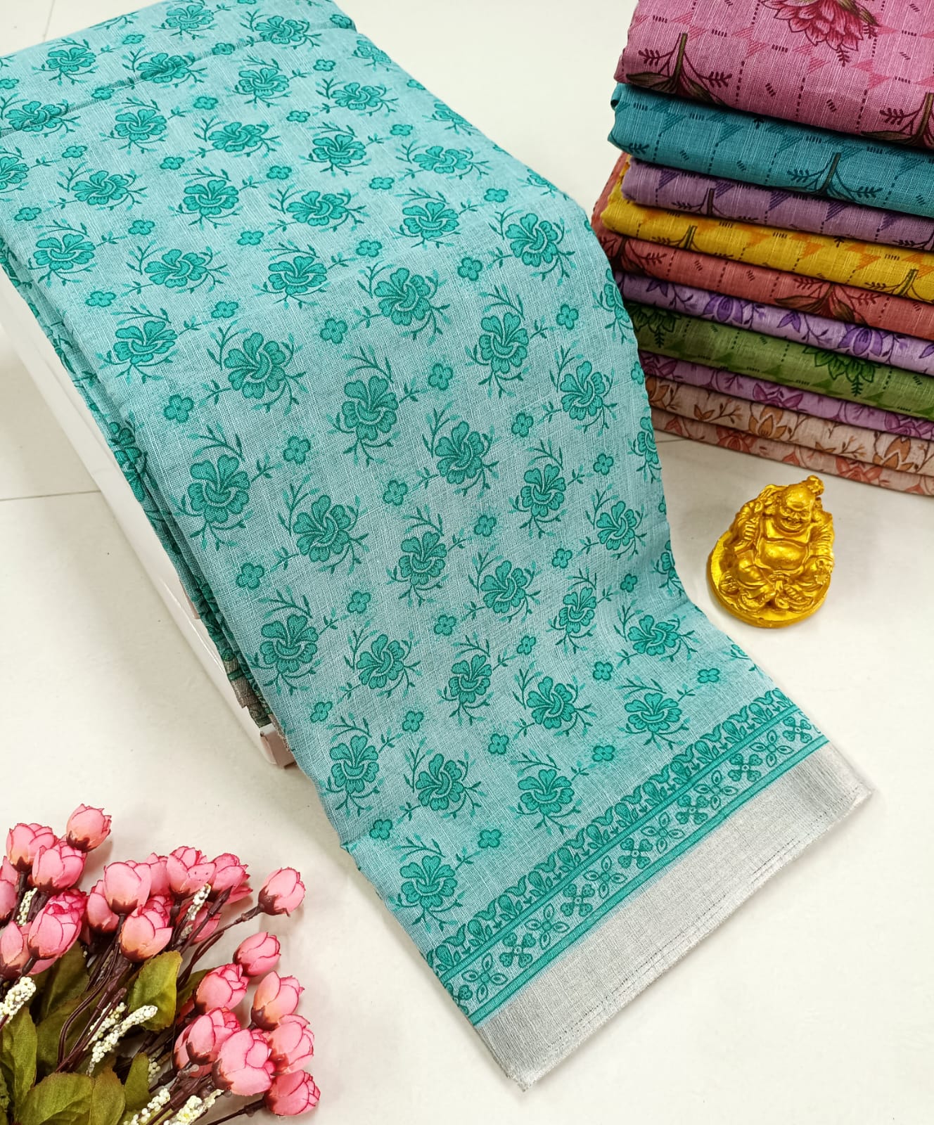 FANCY FLORAL MIXED COTTON SAREE