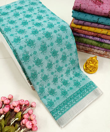 FANCY FLORAL MIXED COTTON SAREE