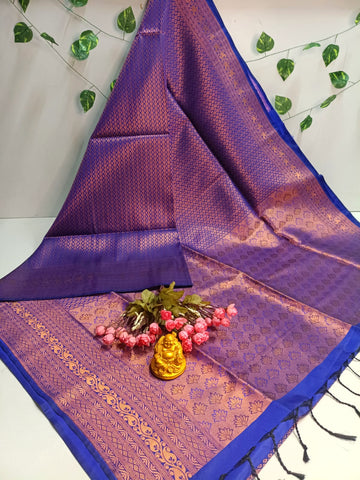 Copper Bridal Embossed Soft Silk Saree