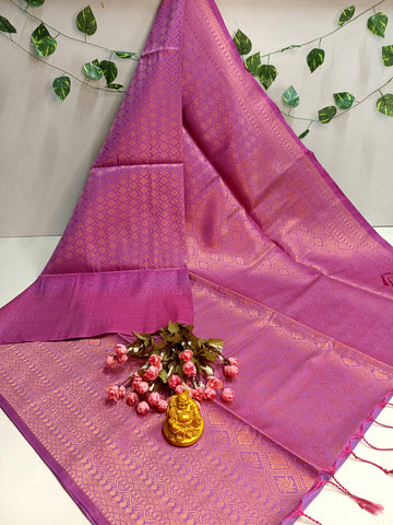 Copper Bridal Embossed Soft Silk Saree