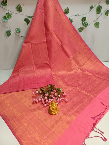 Copper Bridal Embossed Soft Silk Saree
