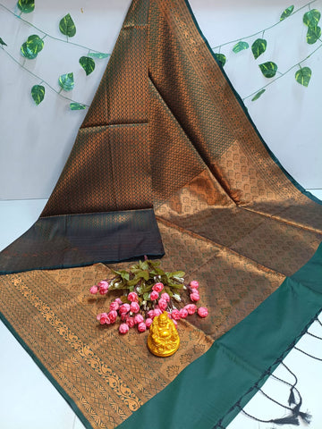 Copper Bridal Embossed Soft Silk Saree