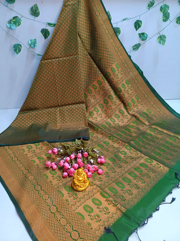 Copper Bridal Embossed Soft Silk Saree