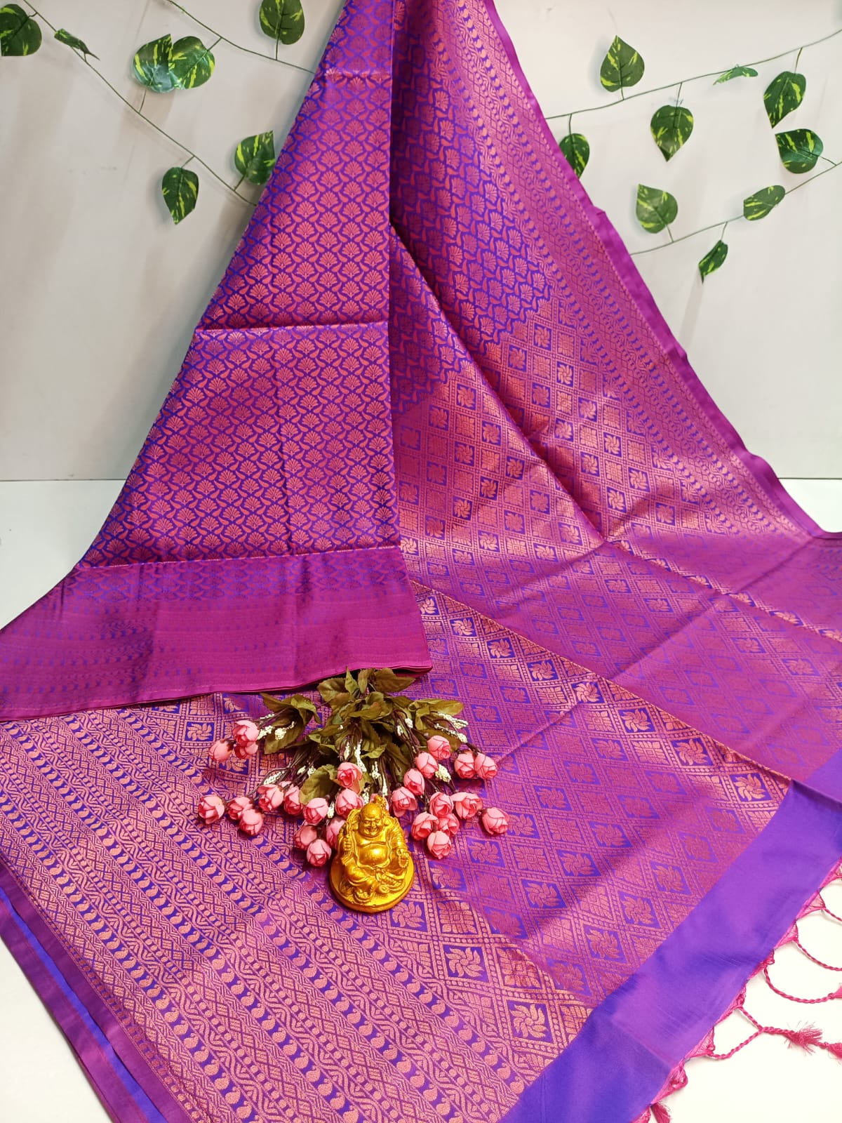 Copper Bridal Embossed Soft Silk Saree