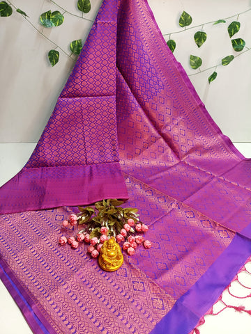 Copper Bridal Embossed Soft Silk Saree
