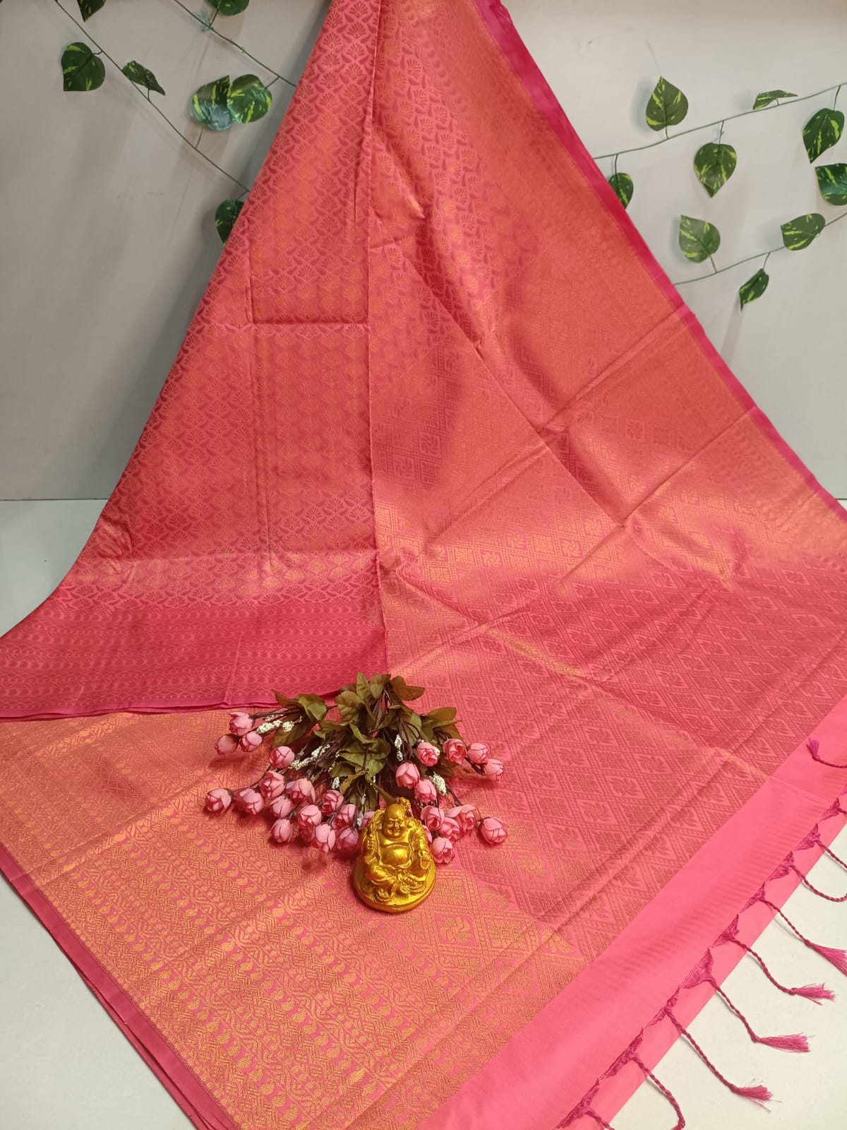 Copper Bridal Embossed Soft Silk Saree