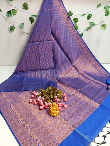 Copper Bridal Embossed Soft Silk Saree