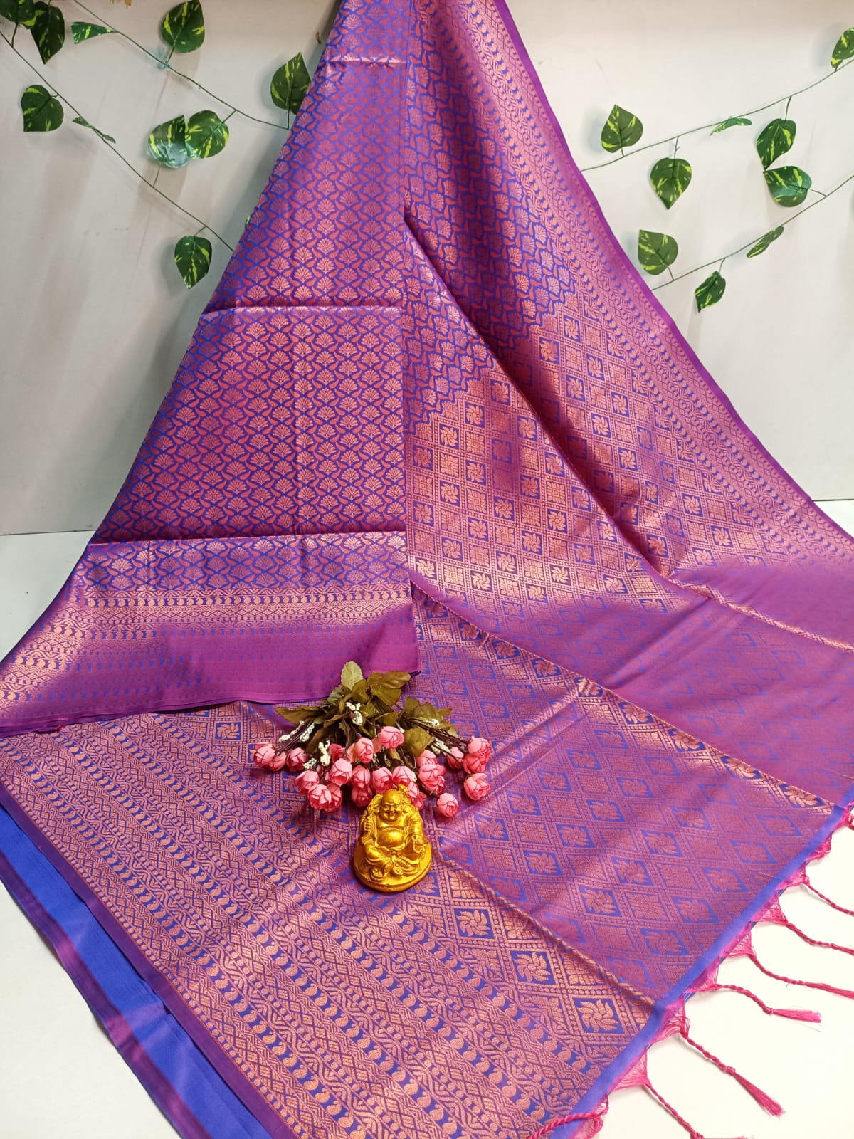 Copper Bridal Embossed Soft Silk Saree