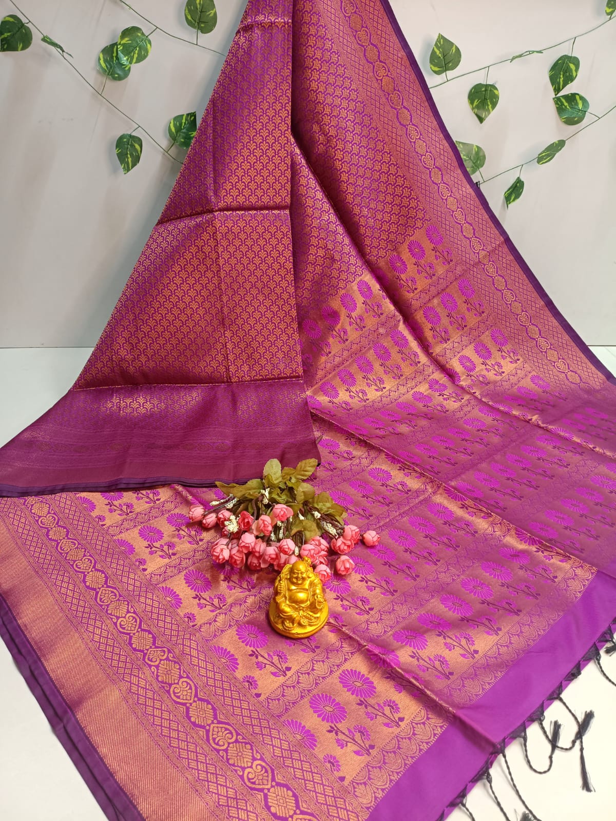 Copper Bridal Embossed Soft Silk Saree