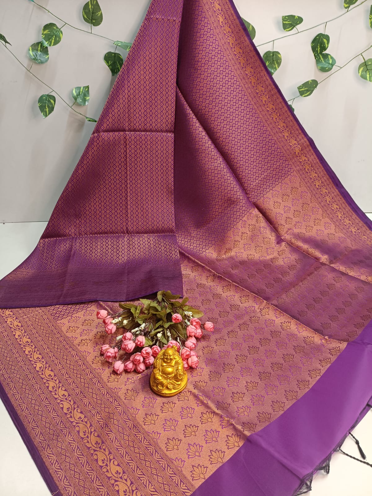 Copper Bridal Embossed Soft Silk Saree