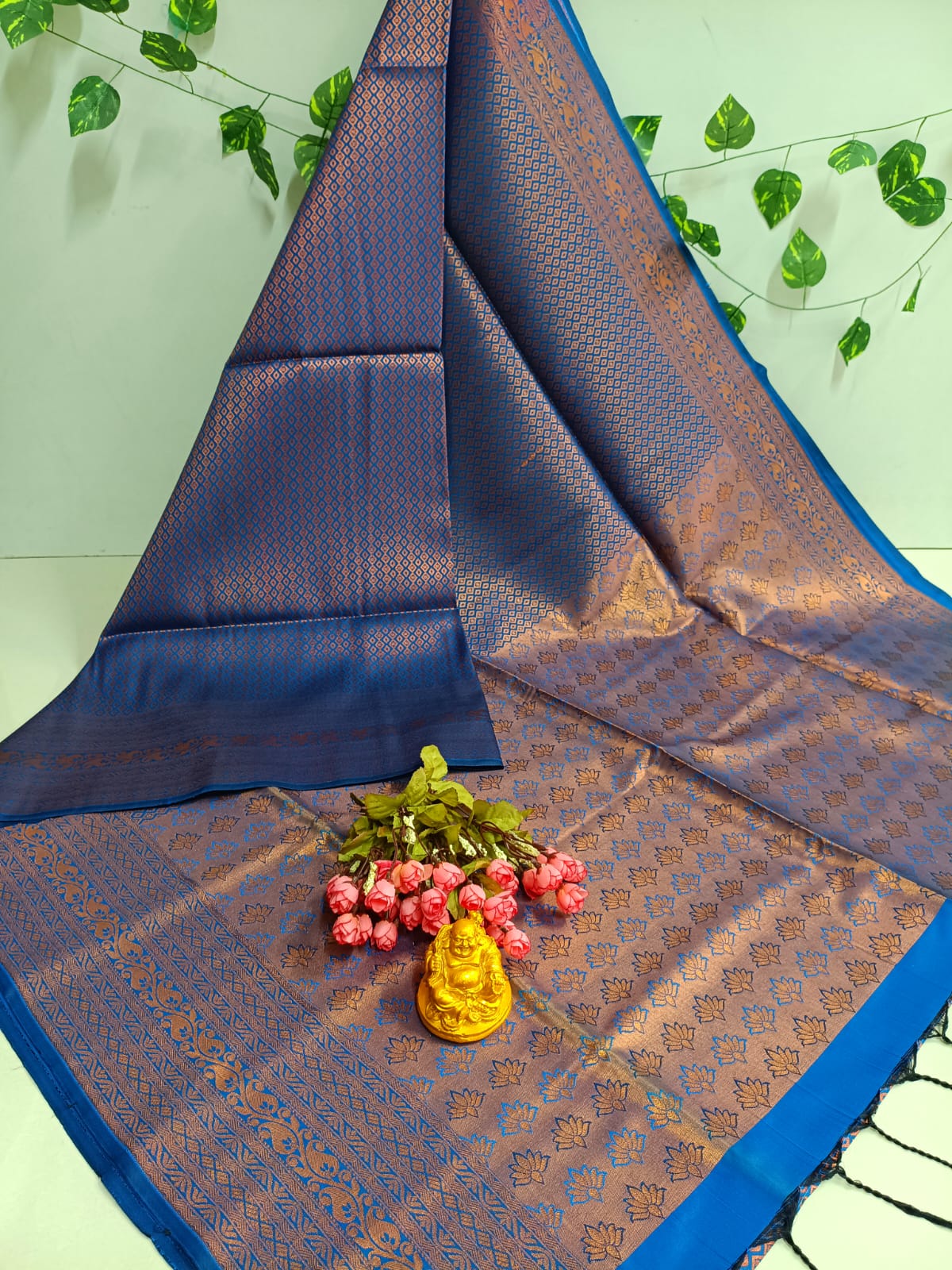 Copper Bridal Embossed Soft Silk Saree