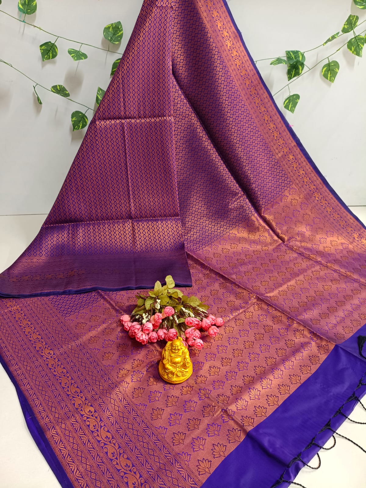 Copper Bridal Embossed Soft Silk Saree