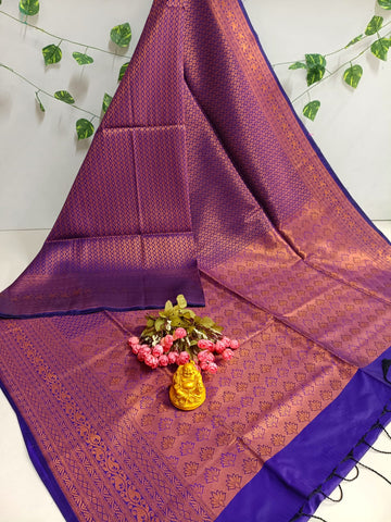 Copper Bridal Embossed Soft Silk Saree