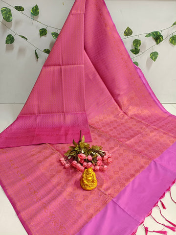 Copper Bridal Embossed Soft Silk Saree