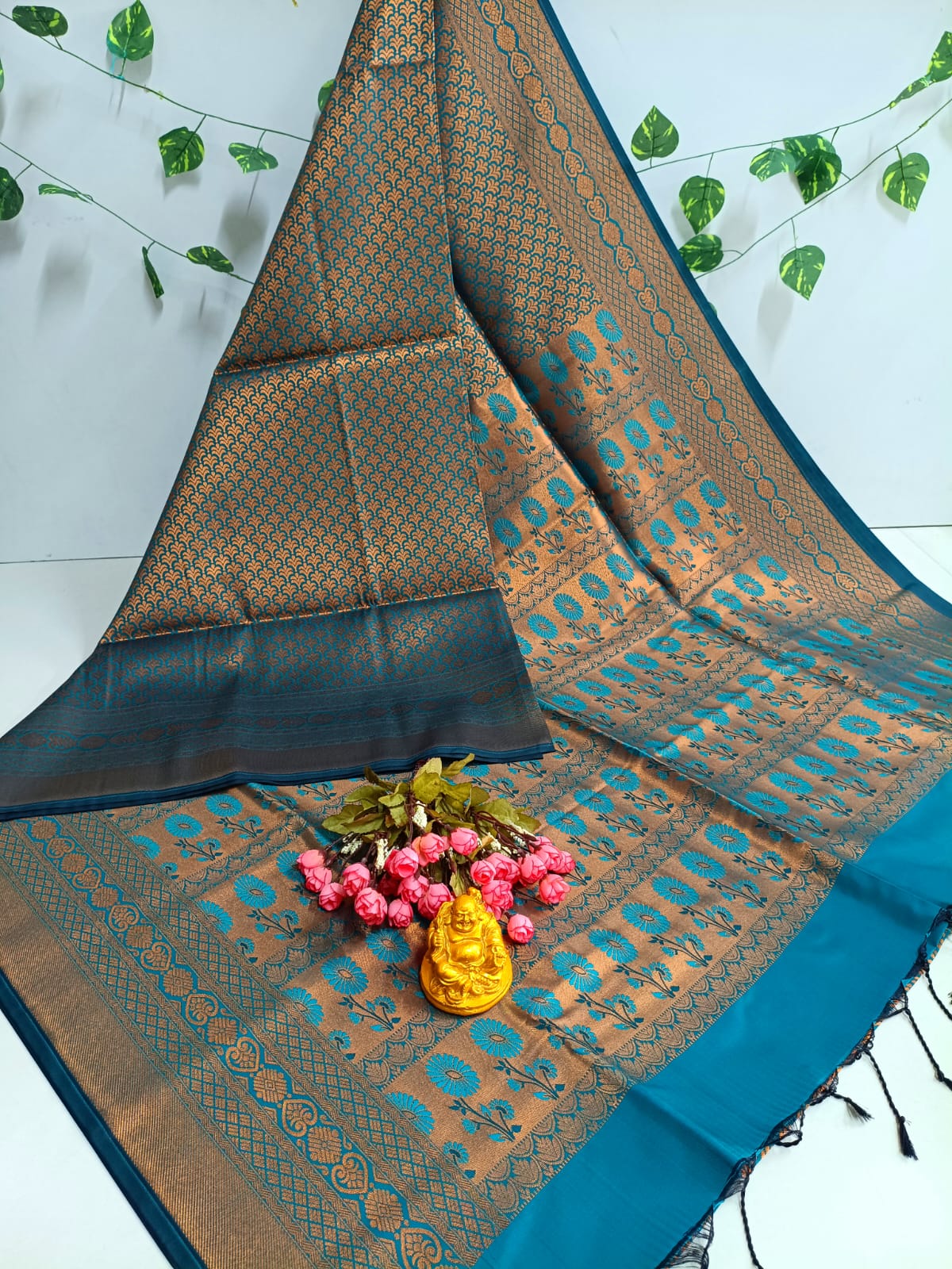 Copper Bridal Embossed Soft Silk Saree