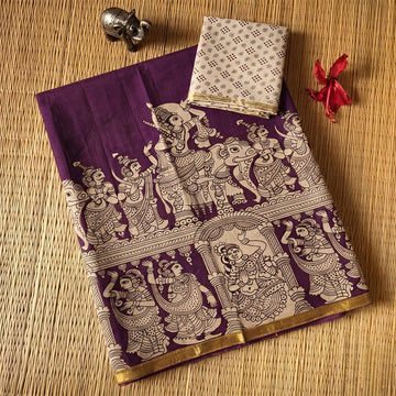 Linen Cotton Kalamkari Saree