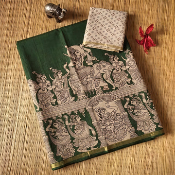 Linen Cotton Kalamkari Saree
