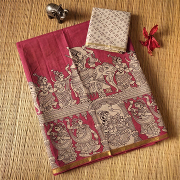 Linen Cotton Kalamkari Saree