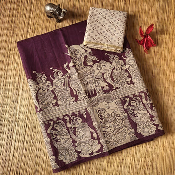 Linen Cotton Kalamkari Saree