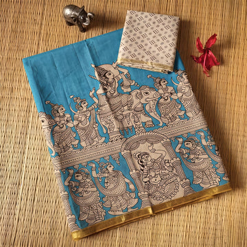 Linen Cotton Kalamkari Saree