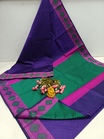 Diamond Meena Kotta Embossed Cotton Saree