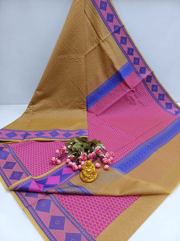 Diamond Meena Kotta Embossed Cotton Saree