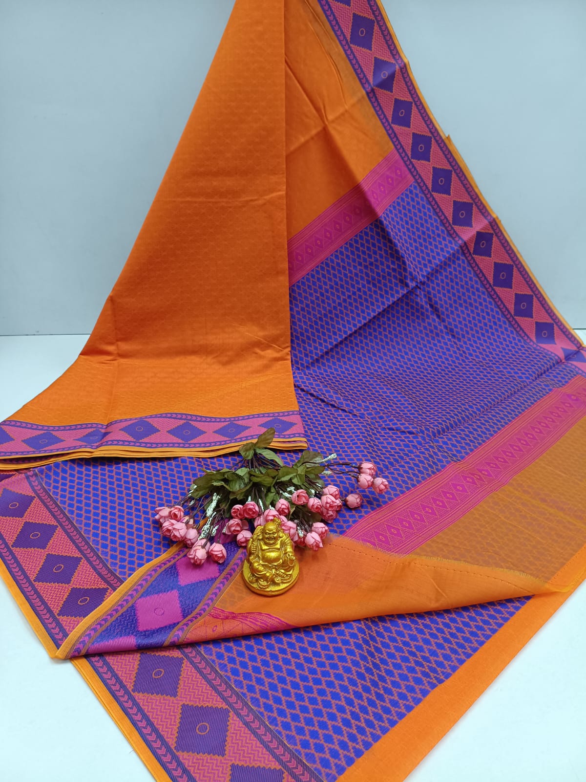 Diamond Meena Kotta Embossed Cotton Saree