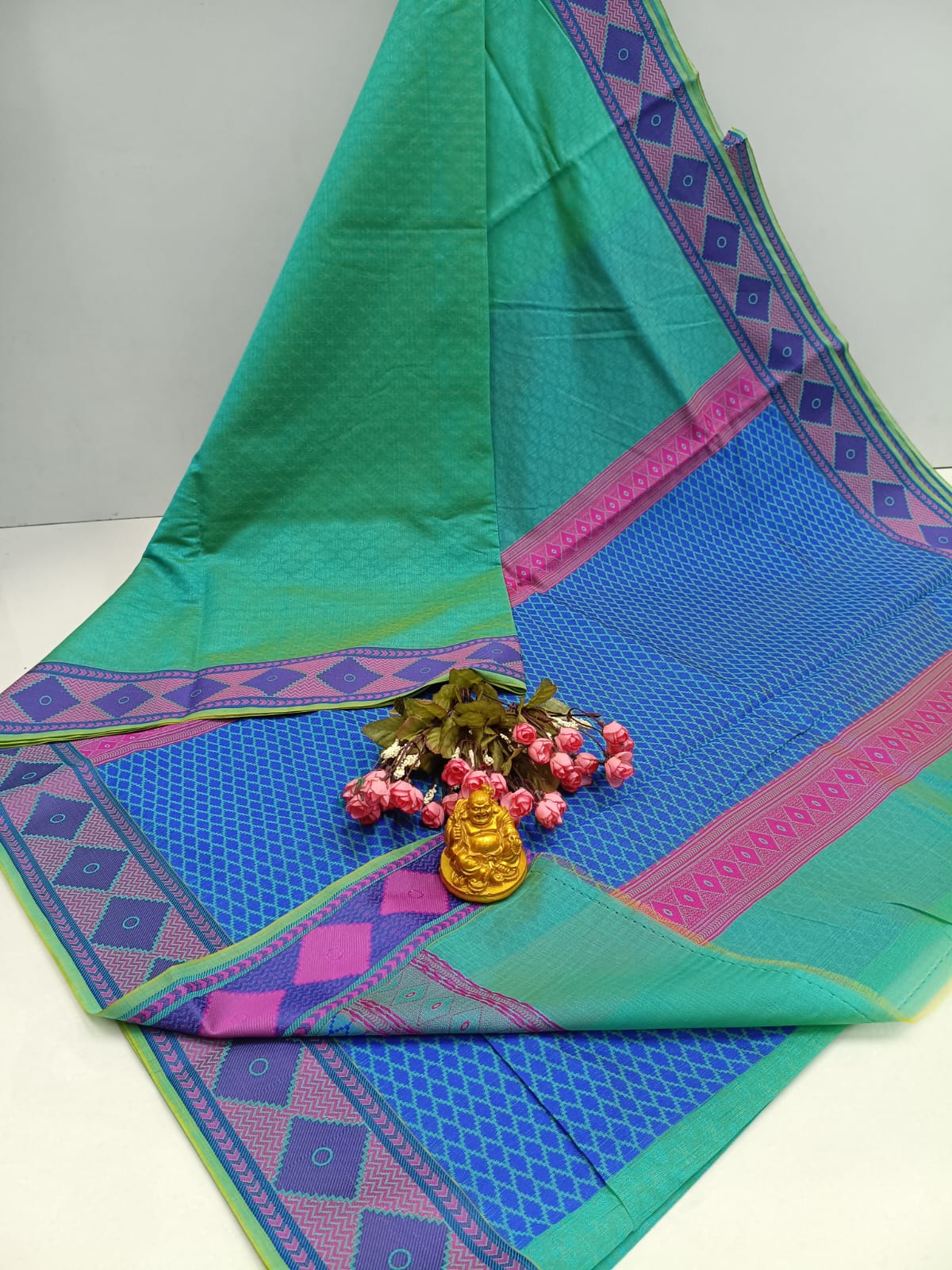 Diamond Meena Kotta Embossed Cotton Saree