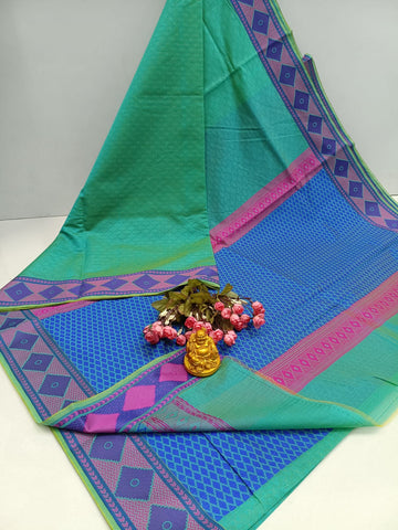 Diamond Meena Kotta Embossed Cotton Saree