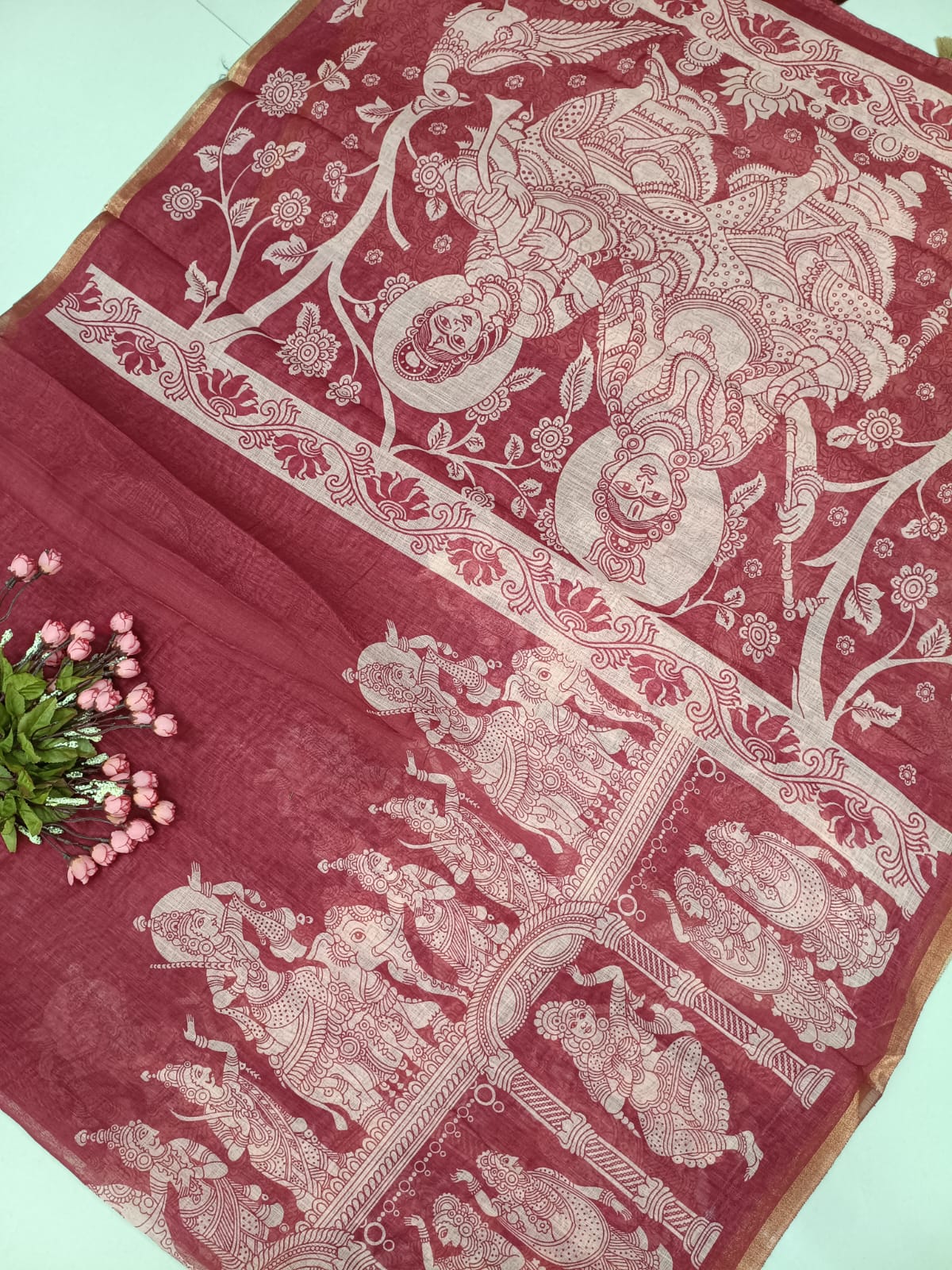 Linen Cotton Kalamkari Saree