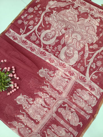 Linen Cotton Kalamkari Saree