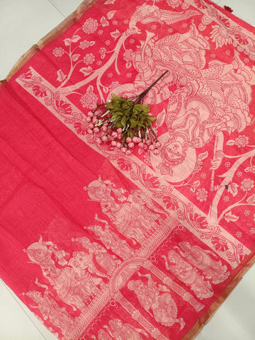 Linen Cotton Kalamkari Saree