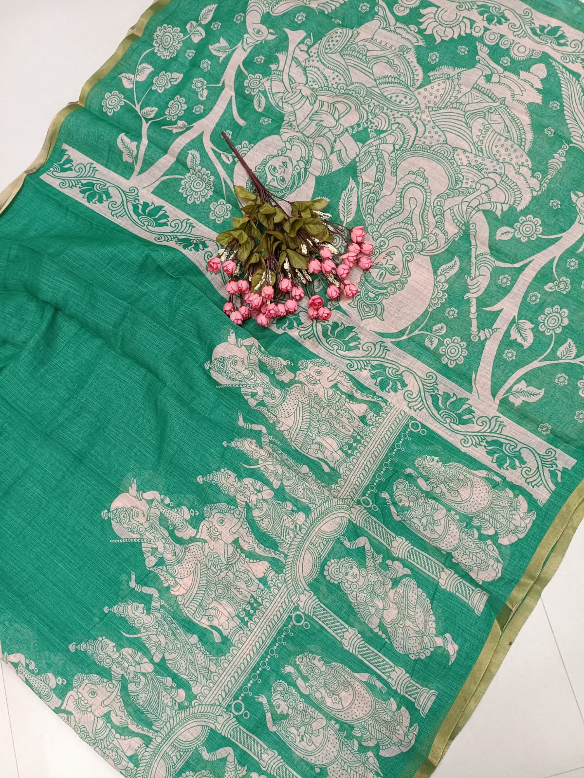 Linen Cotton Kalamkari Saree