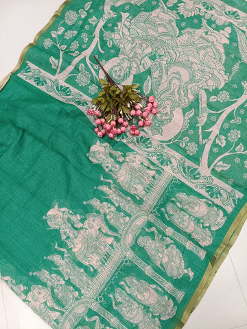 Linen Cotton Kalamkari Saree
