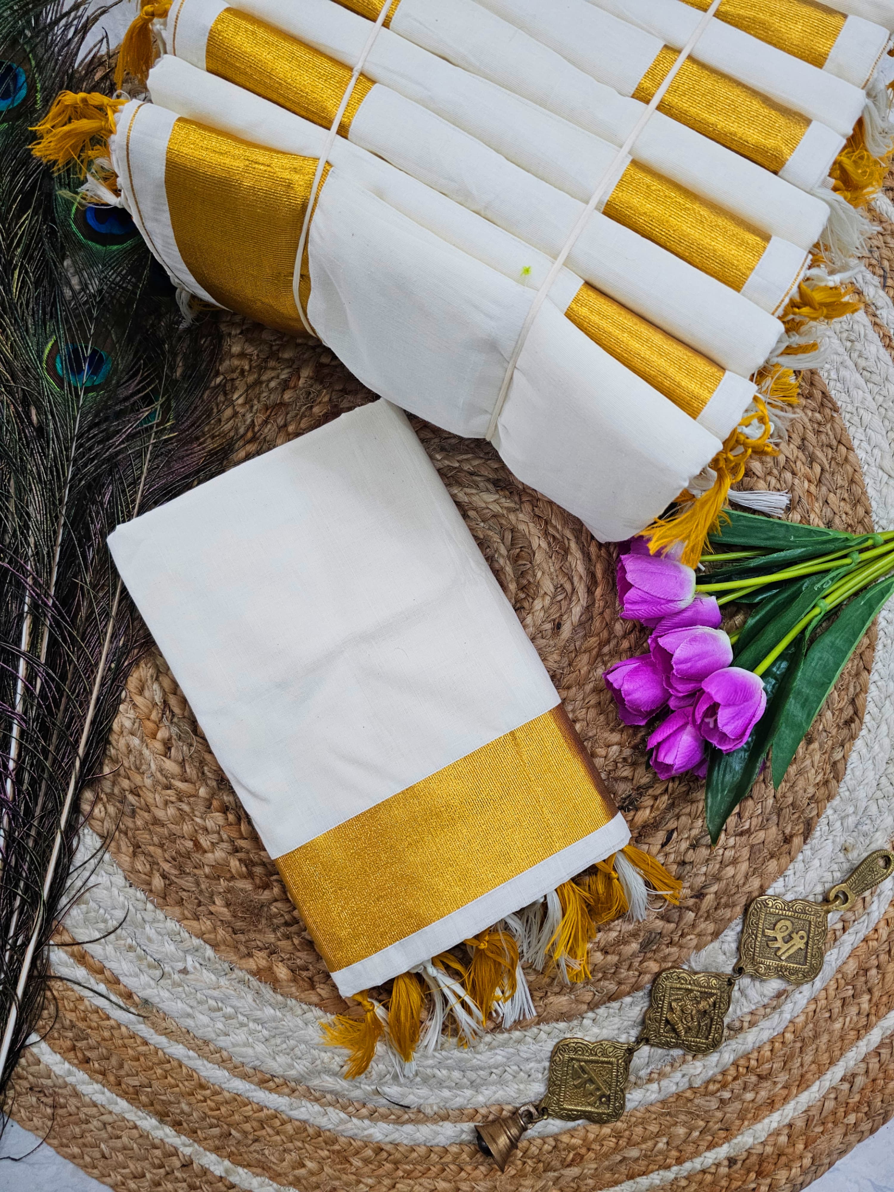 Fancy Border Kerala Cotton Onam Saree