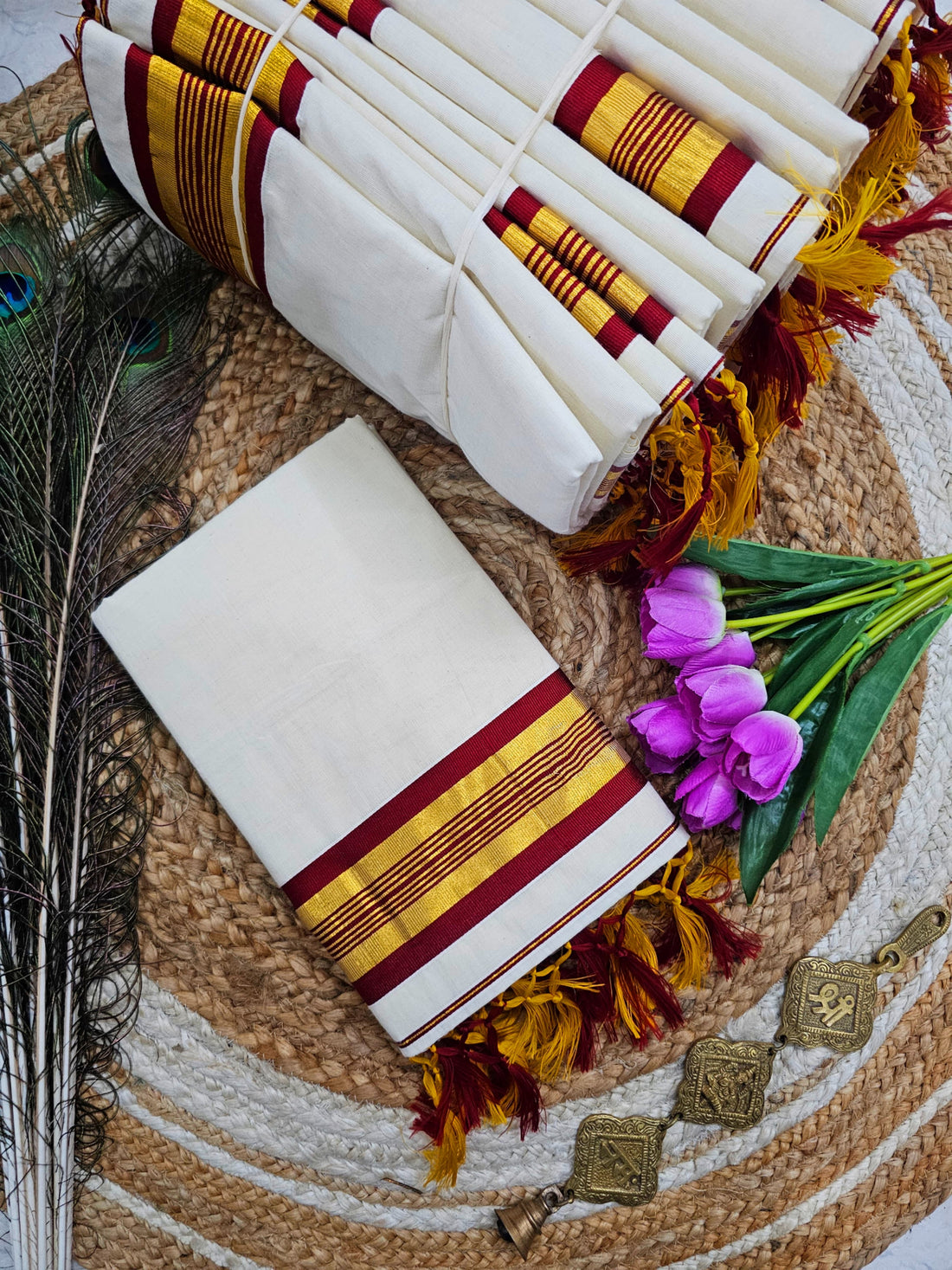 Fancy Border Kerala Cotton Onam Saree