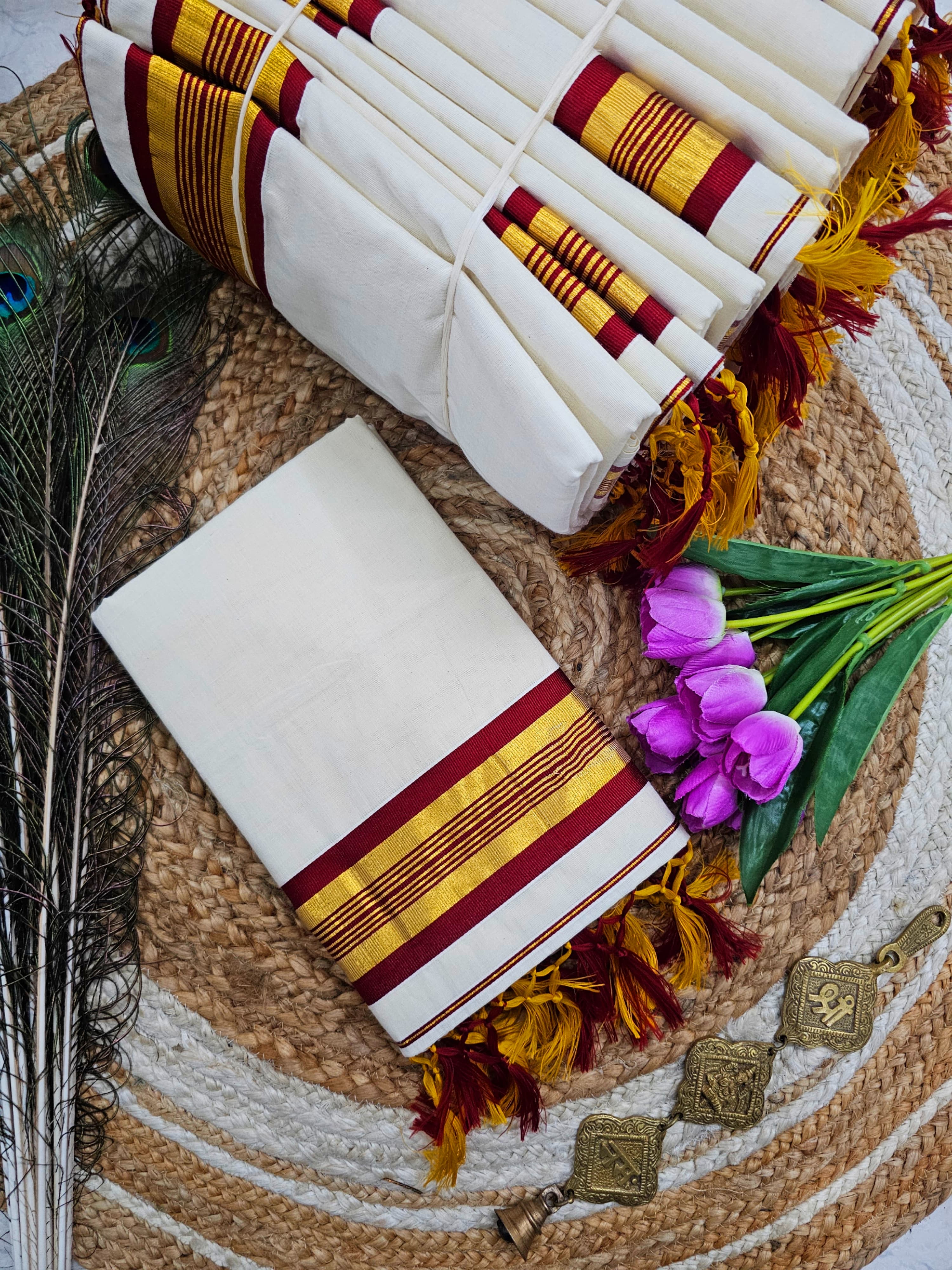 Fancy Border Kerala Cotton Onam Saree