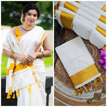 Fancy Border Kerala Cotton Onam Saree