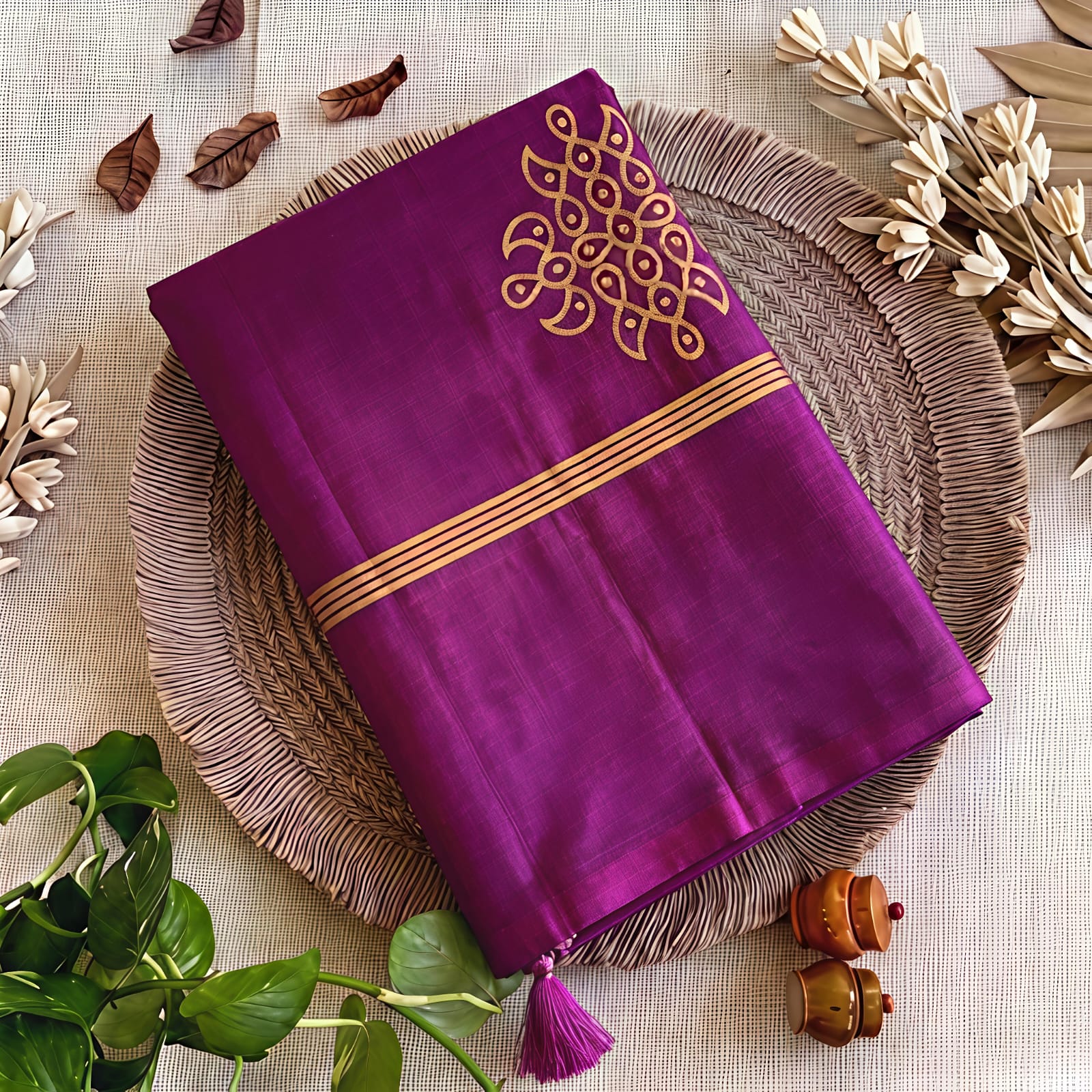 Premium Soft Silk Kolam Design Saree