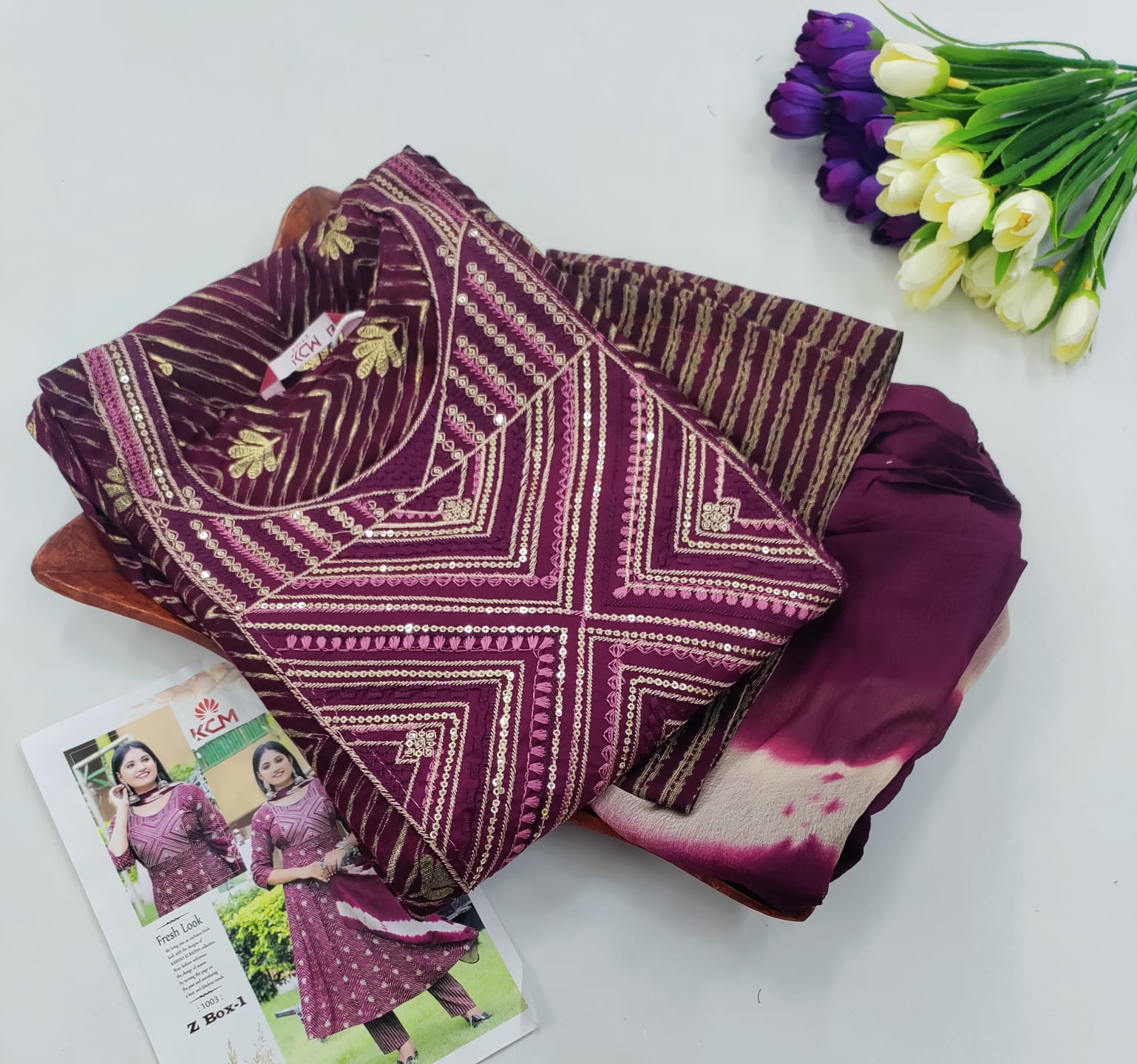 Premium Embroidered Cotton Chudidhar Set