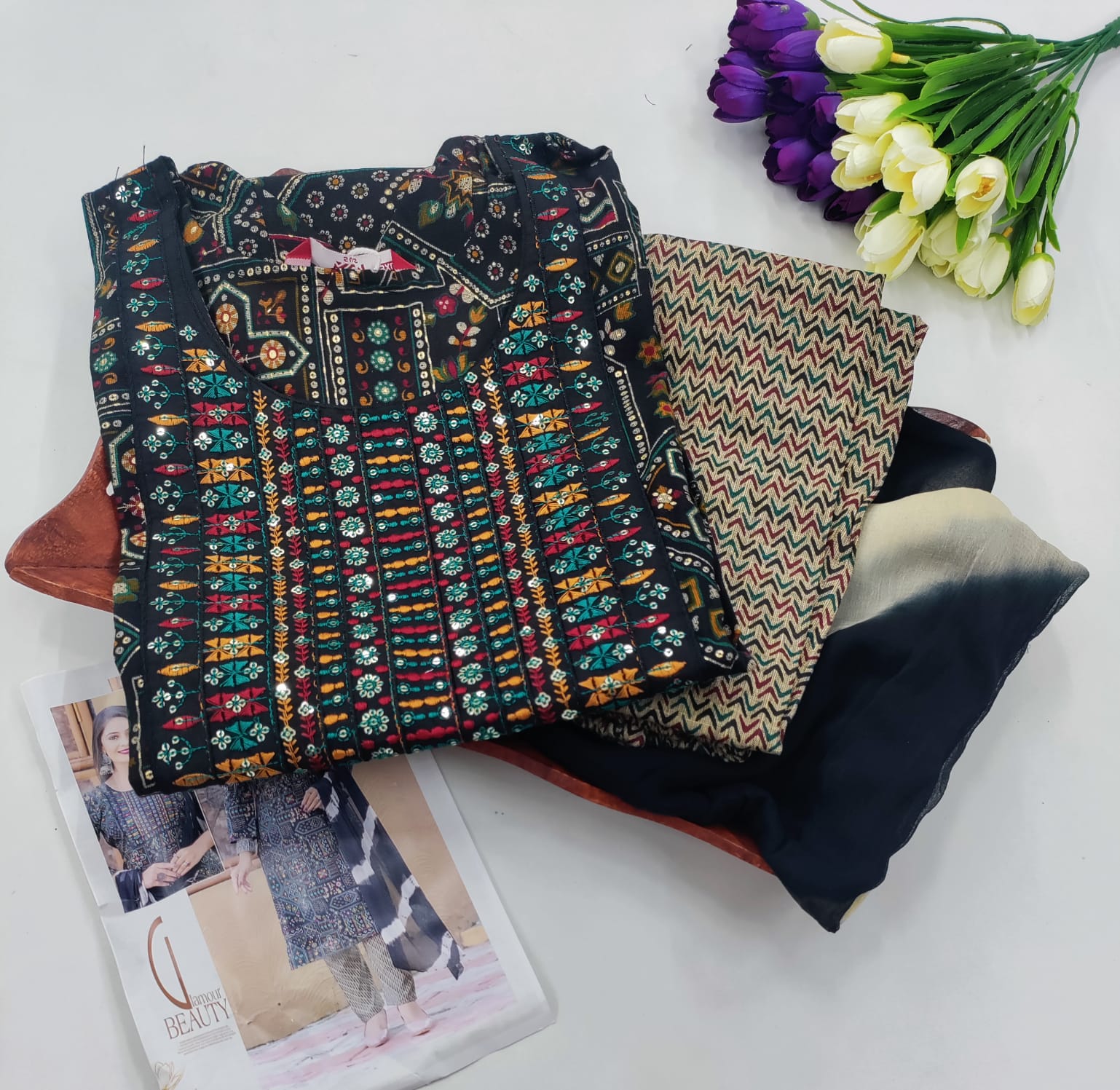 Premium Embroidered Cotton Chudidhar Set