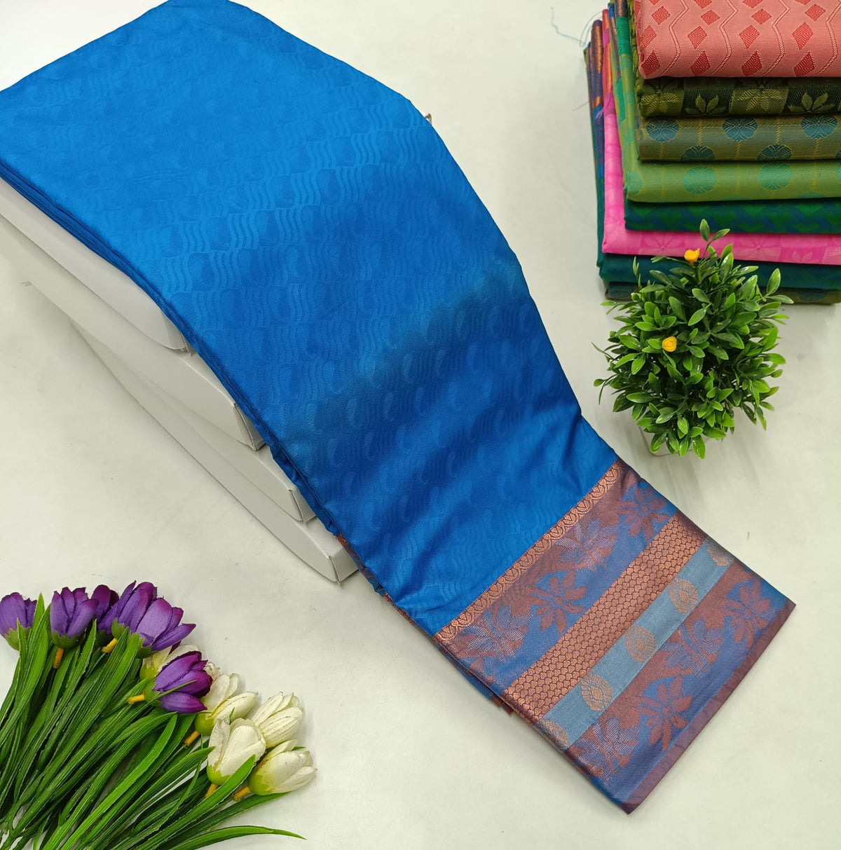 Anvika 2D Emboss Soft Silk Saree