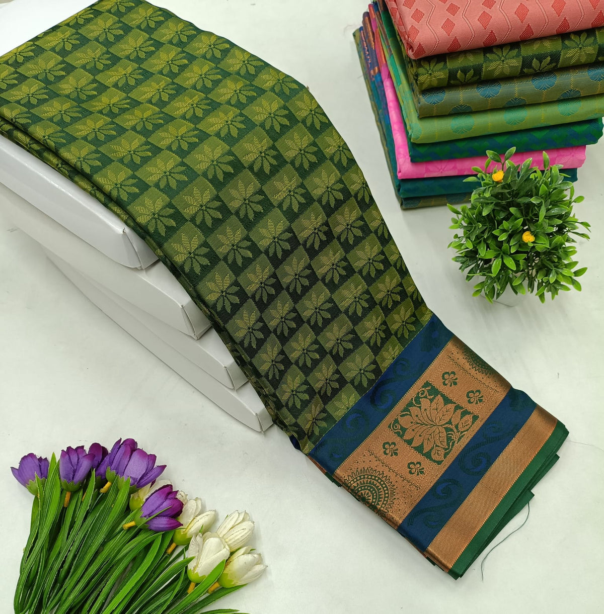 Anvika 2D Emboss Soft Silk Saree