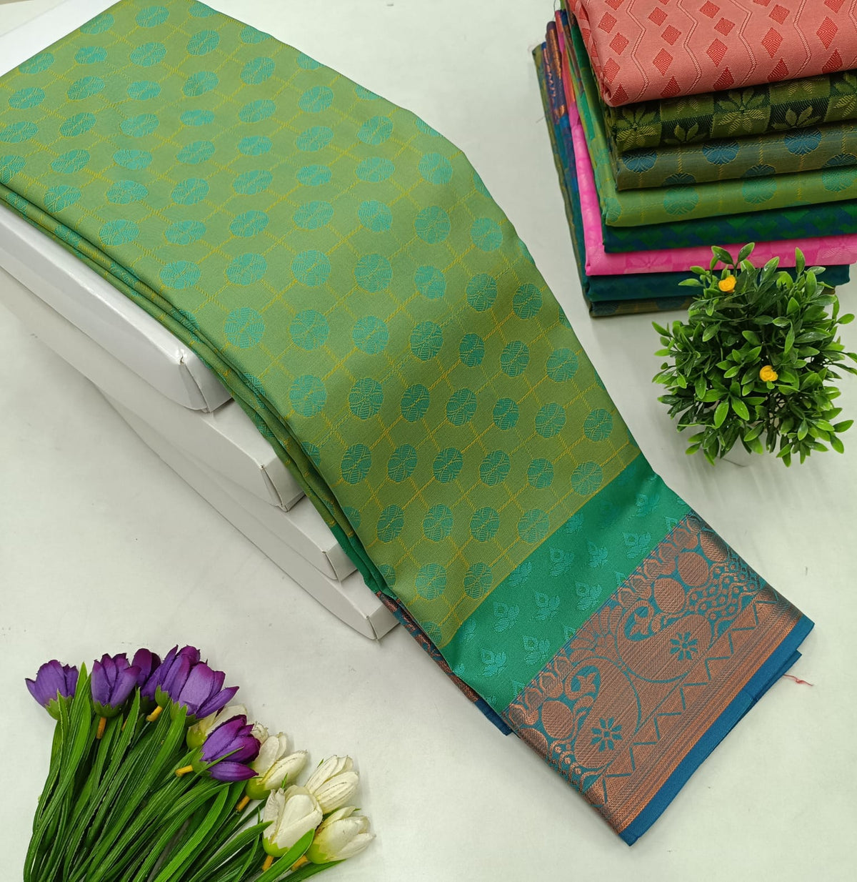 Anvika 2D Emboss Soft Silk Saree