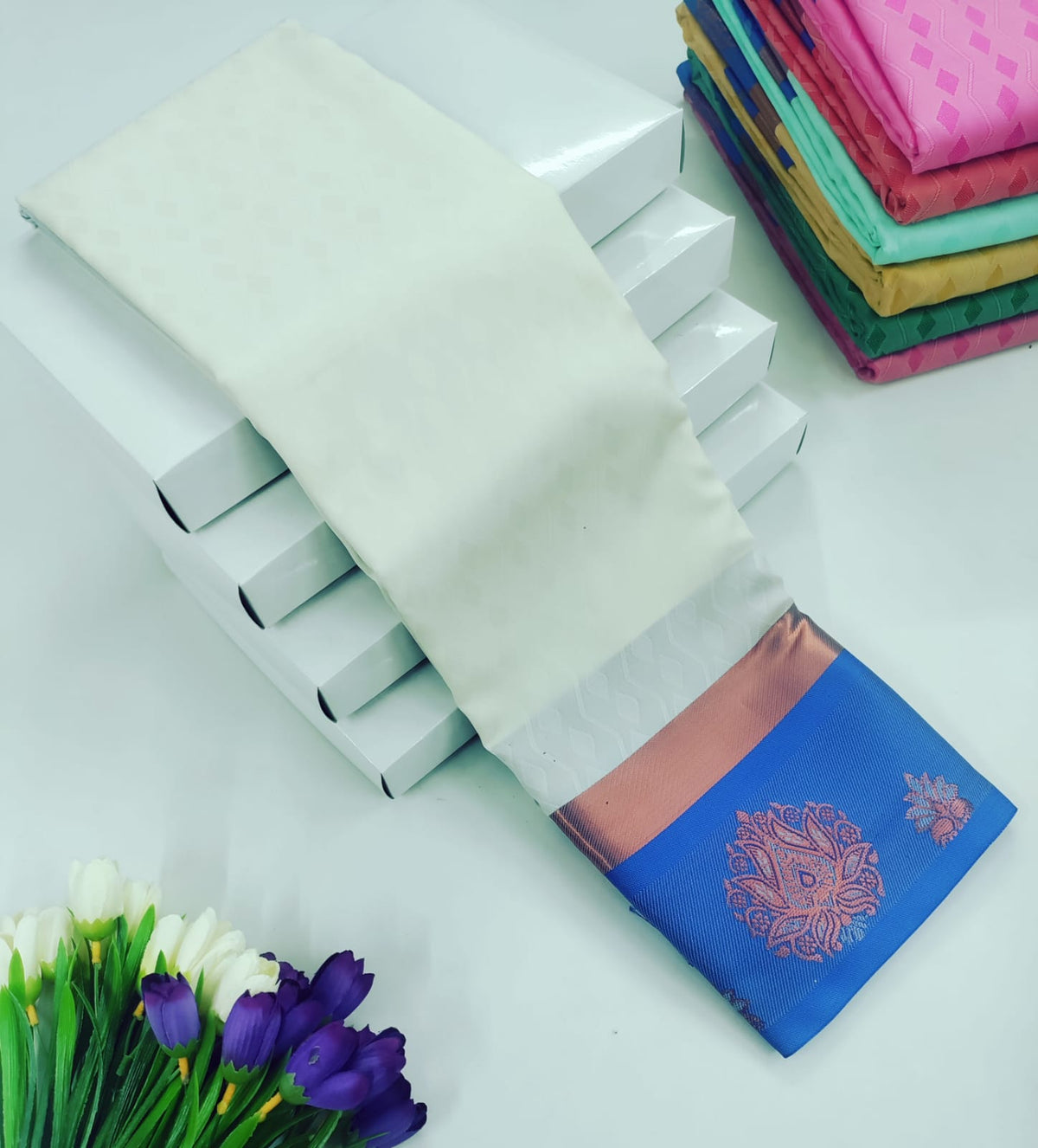 Anvika 2D Emboss Soft Silk Saree